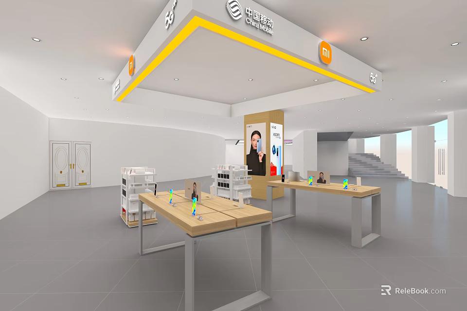 Modern Display Shelves In Retail Space With Product Display And Bright Lighting 3d model 