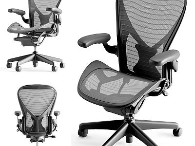 Ergonomic Office Chair With Breathable Mesh Back Adjustable Armrests And Swivel Casters 3d model