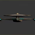 Futuristic Sci Fi Spaceship Model With Geometric Metallic Hull And Glowing Blue Engines