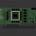 Green Electronic Circuit Board Featuring Integrated Chip And Components On Stand