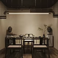 Modern Specialty Store Interior With Wooden Counter Display Shelves And Warm Lighting