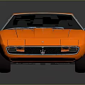 Orange Vintage Sports Car With Black Roof And Sleek Reflective Surface