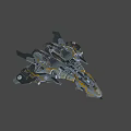 Futuristic Fighter Jet With Advanced Aerodynamic Structure Gray Yellow Accents And Detailed Cockpit