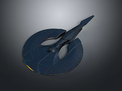 Sleek Dark Sci Fi Spaceship With Circular Base And Sharp Front Design 3d model