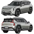 Silver Kia SUV Front And Rear View 3d model