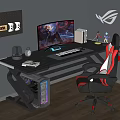 Modern E-sports Table and Chair E-sports Room Computer Table and Chair Cyberpunk Computer Ornaments Combination Computer Chair Computer Host Monitor Speaker Computer Peripherals 3d model