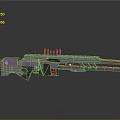 Futuristic Sci Fi Gun Design With Metallic Body Green Glowing Accents And Targeting Reticles