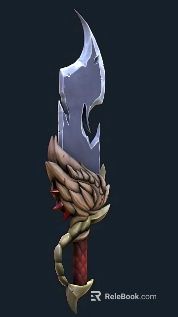 Mythical Weapon With Intricate Textured Hilt And Gleaming Metallic Blade Design 3d model 