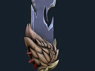 Mythical Weapon With Intricate Textured Hilt And Gleaming Metallic Blade Design 3d model