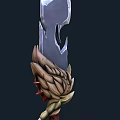 Mythical Weapon With Intricate Textured Hilt And Gleaming Metallic Blade Design