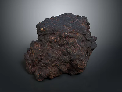 Natural Dark Wood Stone Featuring Rough Textured Surface And Organic Shape 3d model