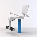Seated Fitness Exercise Machine With White Seat Blue Support Column And Foot Rollers