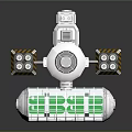 Cartoon Scene Featuring White Building With Green Cylindrical Tanks Circular Top Device And Grid Base
