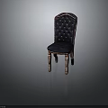 Luxurious Tufted Chair With Deep Blue Upholstery And Ornate Carved Wooden Legs