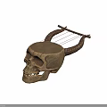Creative Decorative Skull Shaped Household Decor Item With Strings And Bone Like Texture