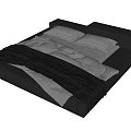 Modern Black Double Bed With Minimalist Design White Pillows And Gray Blanket