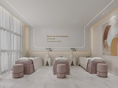 Modern SPA Interior Design With Relaxing Space And Massage Beds 3d model