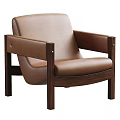 Beige Fabric Accent Chair With Brown Leather Armrests Dark Wood Frame And Color Options