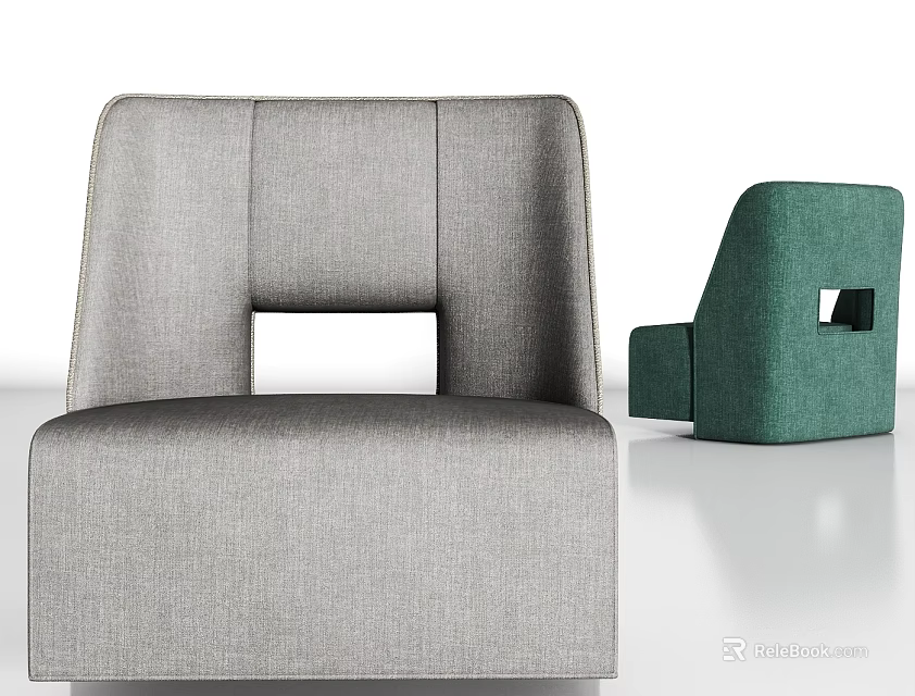 Stylish Modern Fabric Sofa Combination With Gray And Green Modular Design Elements 3d model