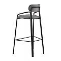 Modern Style Bar Stool With Black Metal Frame Gray Seat And Armrests