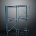 Blue Metal Scaffolding Structure With Multiple Platforms And Mobile Wheels For Construction Use 3d model
