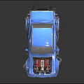 Blue Cartoon Style Modified Car With Exposed Engine Large Wheels And Custom Bumper 3d model