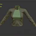 Modern Gray Long Sleeved Top Featuring Green Collar And Panel Design 3d model