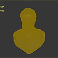 Man With Gray Hair And Beard In Green Shirt 3D Bust Model On Gray Background