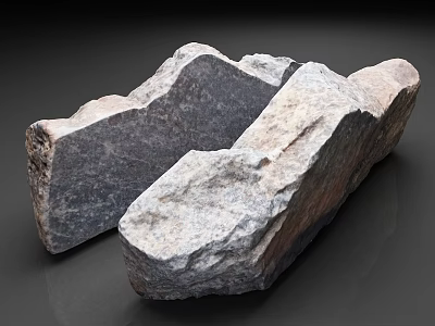 Natural Raw Stones With Rough Gray And White Textures On Dark Background 3d model