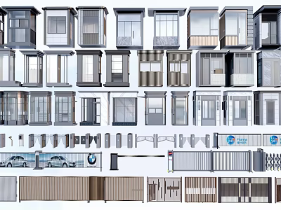 Diverse Modern Entrance Gates With Various Designs Materials And Architectural Styles 3d model