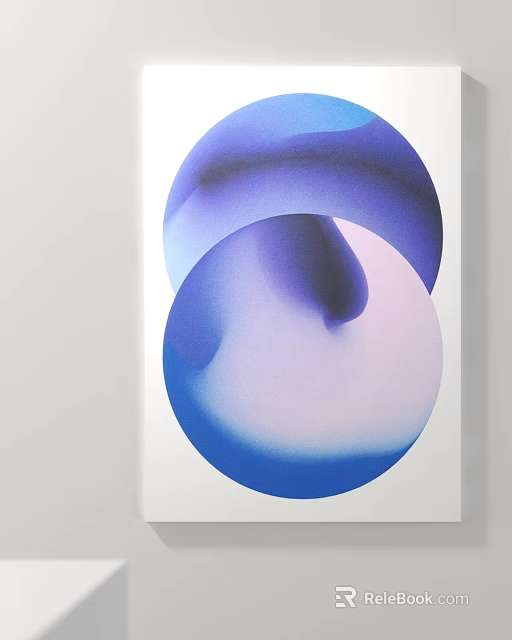 Abstract Decorative Art With Two Blue And Purple Gradient Circles On White Background 3d model 