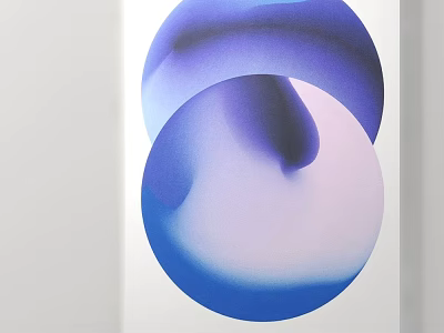 Abstract Decorative Art With Two Blue And Purple Gradient Circles On White Background 3d model