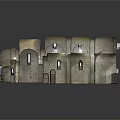Vintage Elevator Lobby With Stone Walls And Arches 3d model