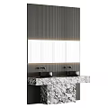 Modern Bathroom Interior With Marble Counter Double Sinks And Backlit Mirror 3d model