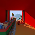 Festive Christmas Scene With Decorated Tree Castle Snowman And Candy Decorations