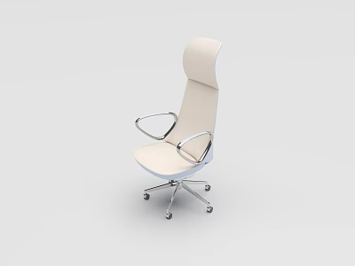 Modern High Back Office Chair With Beige Upholstery Metal Armrests And Five Star Caster Base 3d model
