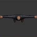 Bald Man In Dark Shirt Pants With Brown Belt Shoes Arms Outstretched Against Gray Background