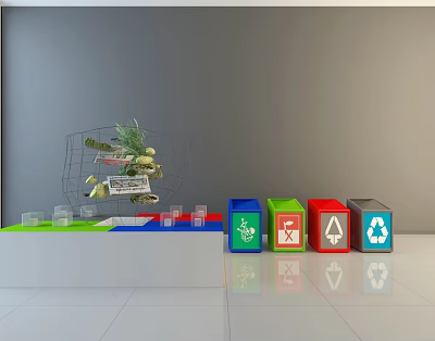 Modern trash can trash can display stand 3d model