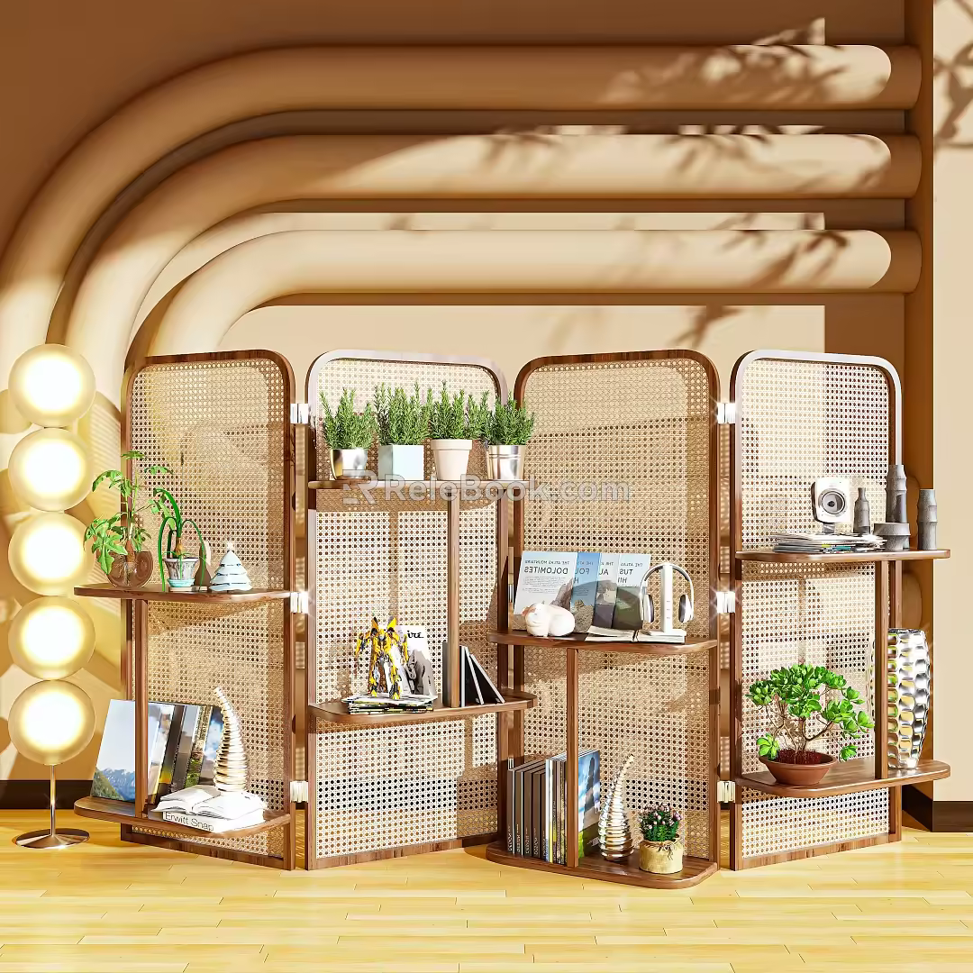 Nordic Log Screen Partition Magazine Rack Storage Rack Log Screen 3d model
