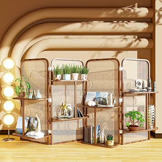 Nordic Log Screen Partition Magazine Rack Storage Rack Log Screen 3d model