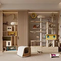 Modern Cat Playroom With Wooden Trees Cozy Beds And Interactive Toys