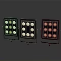 LED Panel Lights With Black Frame Multiple Round White And Gold Bulbs For Studio Lighting 3d model