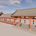 Corridor Multi-layer Eaves Chinese-style Rest Corridor Beauty Hanging Top Ancient Architecture 3d model