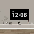 White Modern TV Stand with Decorative Ornaments Photo Frame and Vase Under Wall Mounted TV