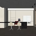 Modern Open Office Interior With Gray Ceiling Wooden Floors And Black Glass Partitions