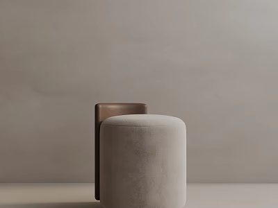 Modern Beige Velvet Round Side Table With Brown Accent For Minimalist Interior 3d model