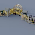Modern Commercial Street With Glass Dome And Illuminated Shops On Both Sides