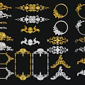 European Gypsum Components Carved Gypsum Lines Golden Components 3d model