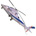 Modern White And Blue Helicopter With Sleek Design Rotors Landing Gear And Windows