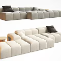 Modern Sectional Sofa With Modular Design Light Fabric And Comfortable Cushions 3d model